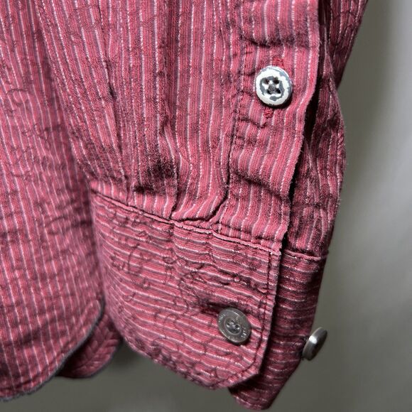 Tommy Bahama Jeans Button Up Shirt Men Size Large Red Striped Long Sleeve Pocket - Picture 5 of 11